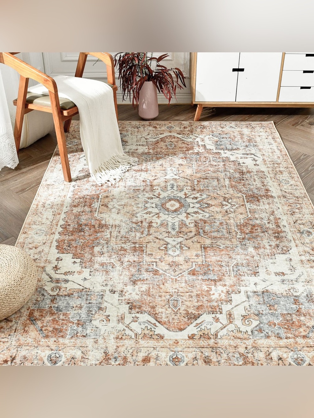 Mist-Toned Persian Bloom Rug